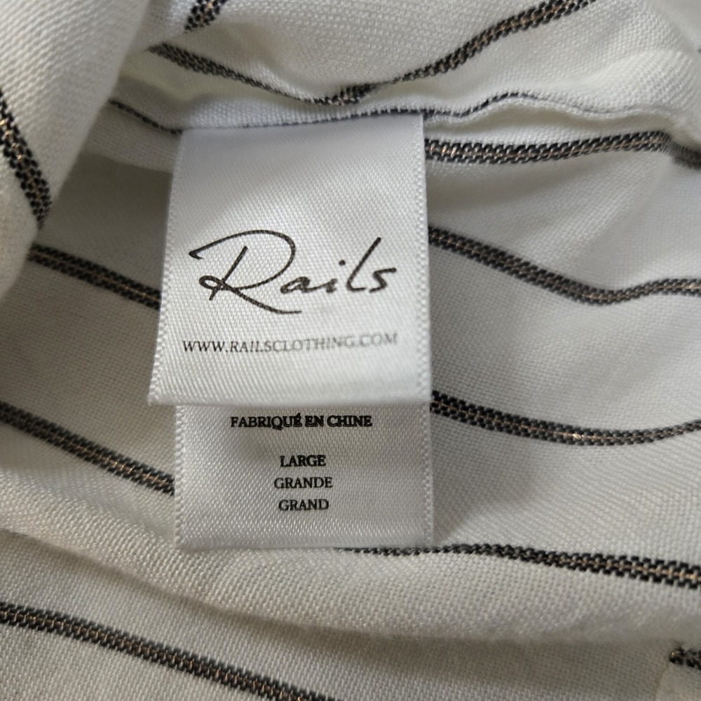 Rails Ruby San Marino Stripe Peplum Button Down Shirt White Black Metallic Large - Picture 10 of 12